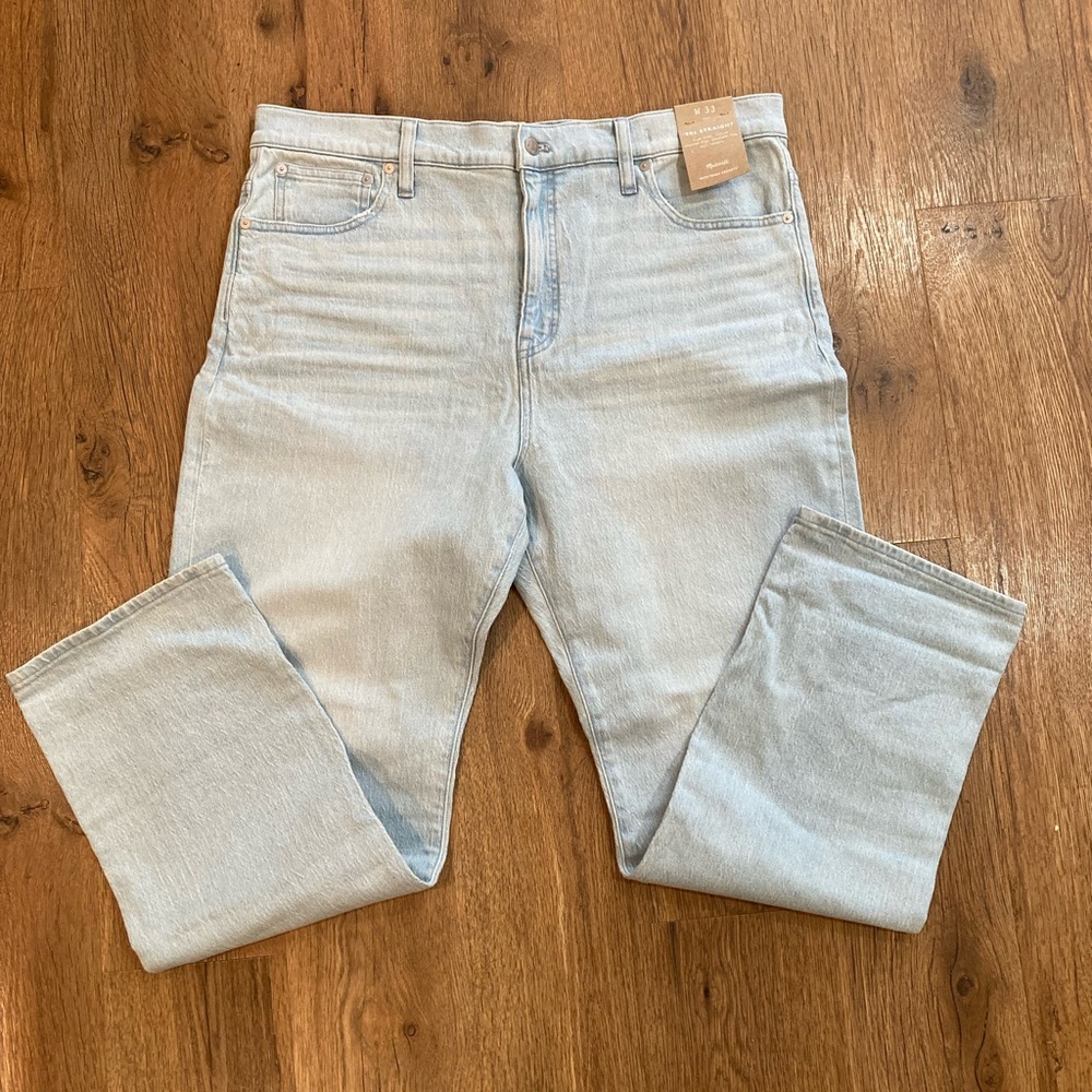 NEW Madewell Jeans 90s Straight High Rise Light Wash Magic Pockets Plus SZ 16/33